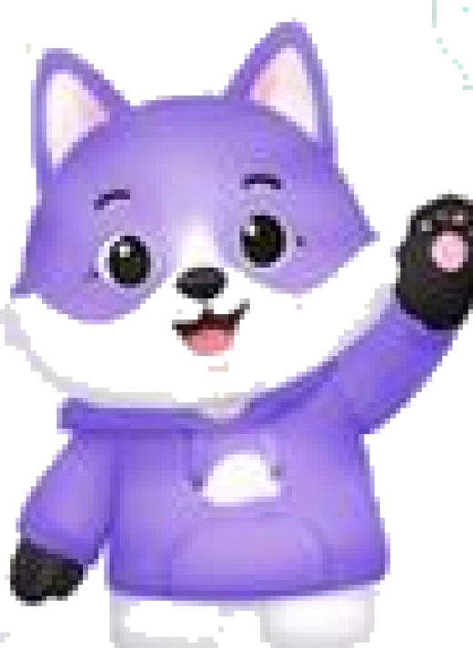 A Vox, mascote do aplicativo, acenando.